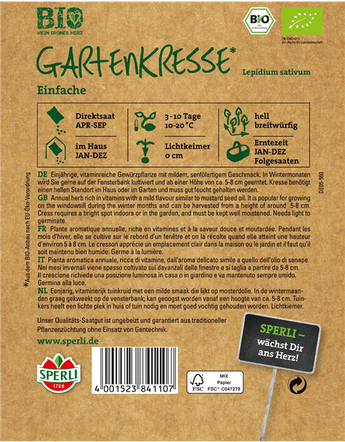 Gartenkresse 'Einfache Grüne'