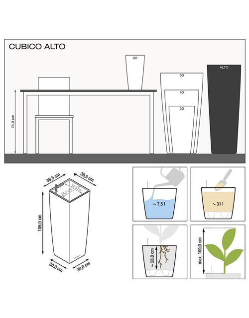 LECHUZA CUBICO Alto Premium