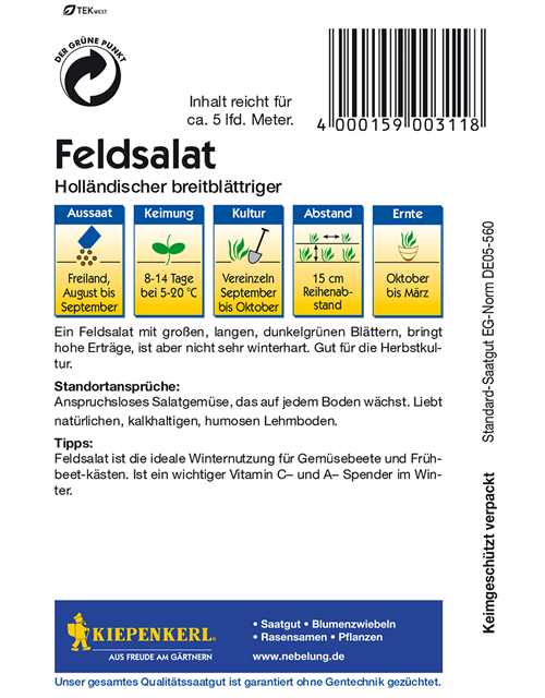 Feldsalat 'Holländischer Breitblättriger'