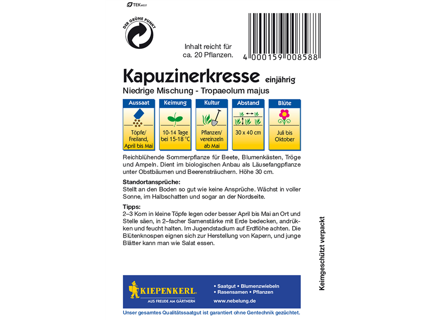 Kapuzinerkresse 'Niedrige Mischung'