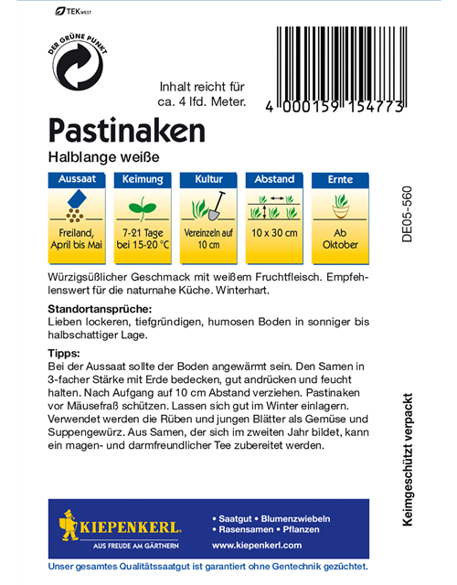 Pastinake 'Halblange Weiße'