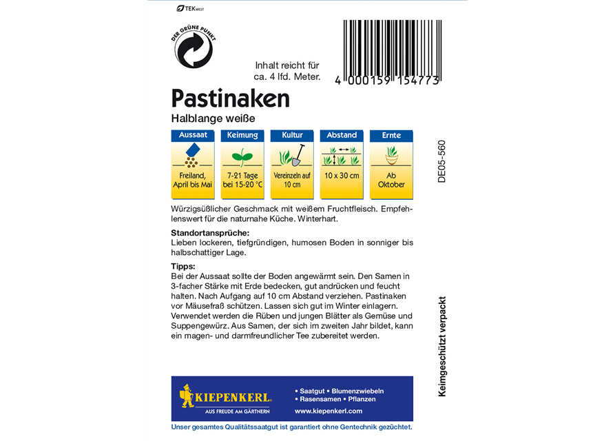 Pastinake 'Halblange Weiße'