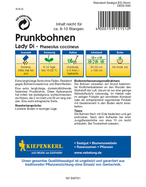 Prunkbohne 'Lady Di'